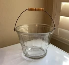 Vintage Anchor Hocking Glass Ice Bucket with Wooden Handle