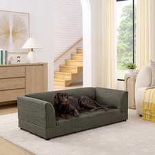 Extra Large Orthopedic Dog Bed Sofa with Backrest  Armrests, Modern, Dark Gray