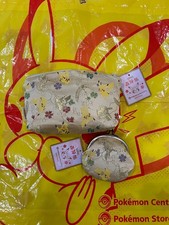 NEW Pokemon Center Kyoto Exclusive Pikachu Zipper Pouch Coin Purse Set RARE