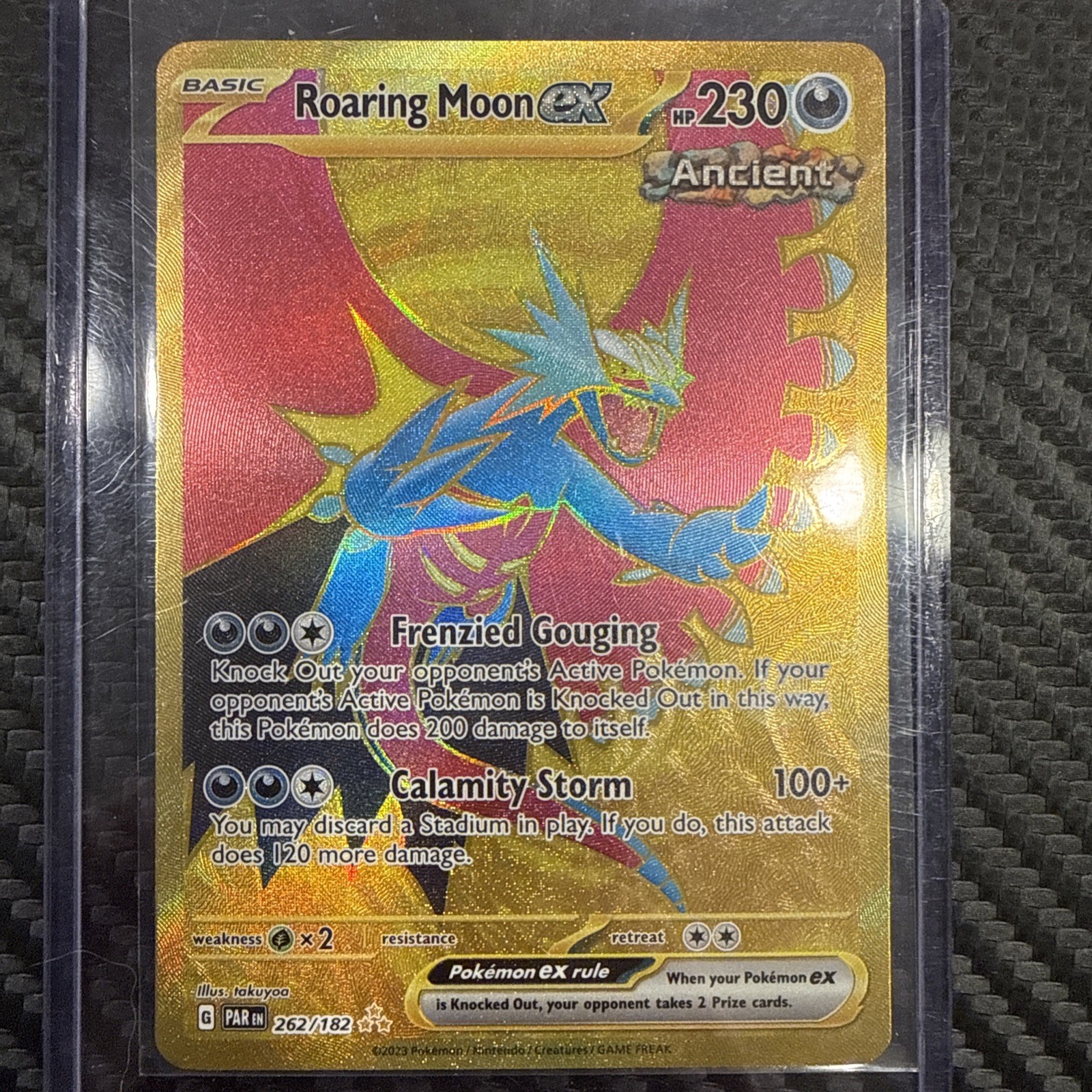 Roaring Moon ex 262/182 Gold Secret Rare Hyper Rare Paradox Rift 2023 Pack Fresh
