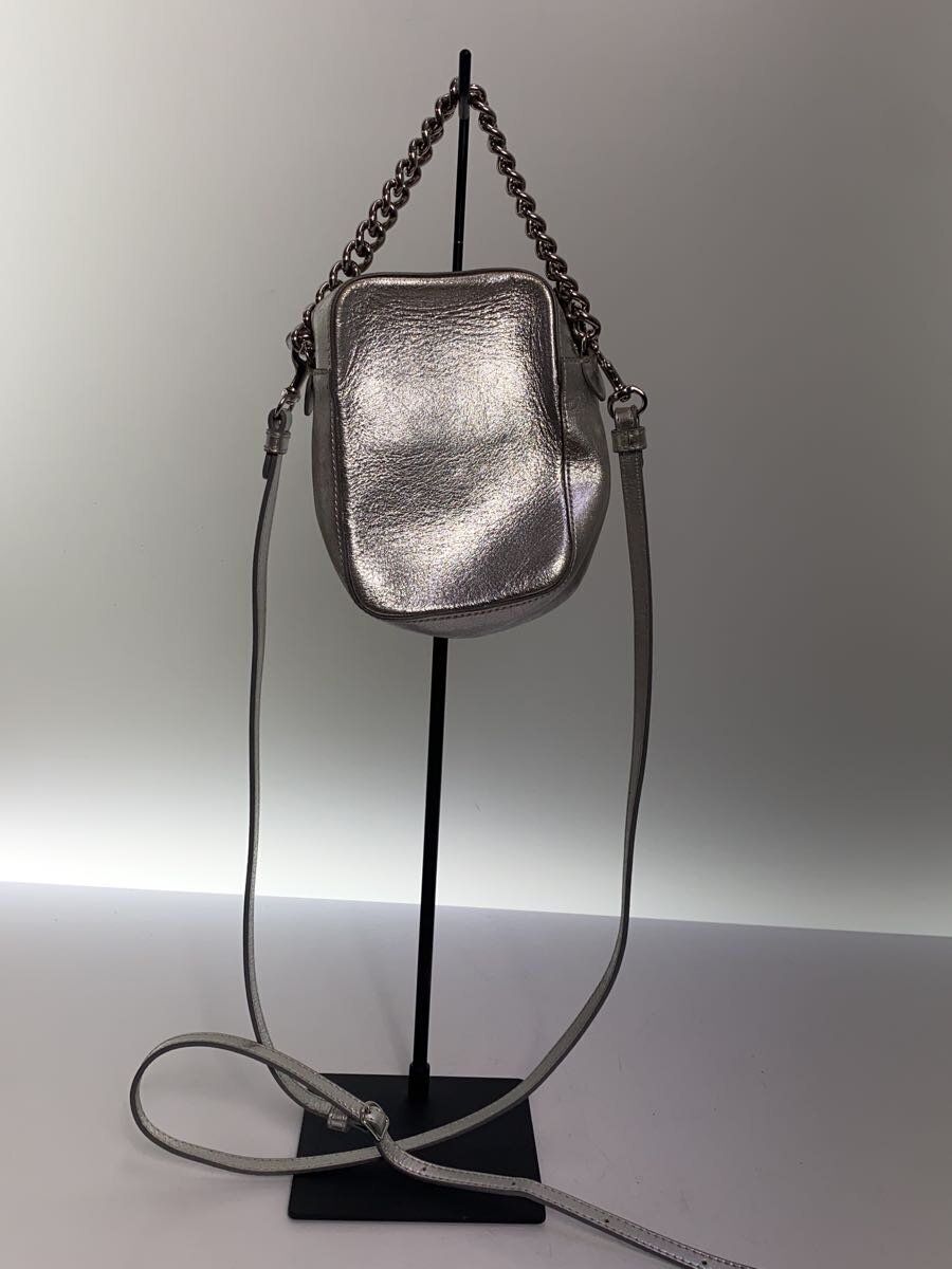 J&M DAVIDSON Shoulder Bag Pebble Mini Studs 2 Way Leather Silver 