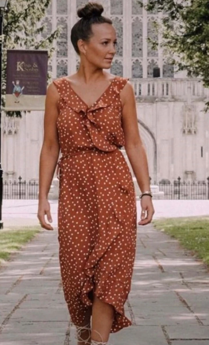 Oasis spot wrap midi deals dress