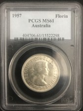AUSTRALIA 1957  FLORIN  PCGS GRADED MS61 coin