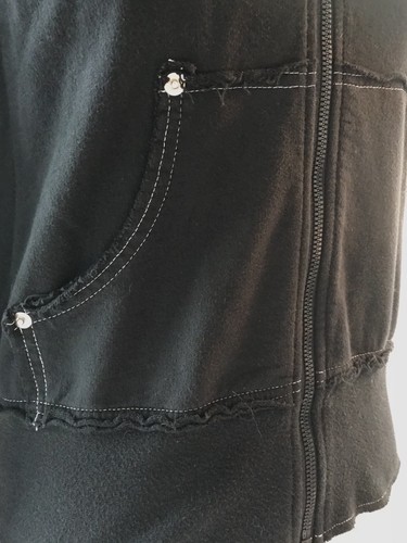 Central Park Womens Black White Stitching Front Zip Hooded Sweatshirt Size S - Picture 6 of 6
