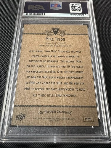 2012 Upper Deck Goodwin Champions Signed Auto Mike Tyson Auto PSA/DNA Mint 9 - Bild 2 von 2