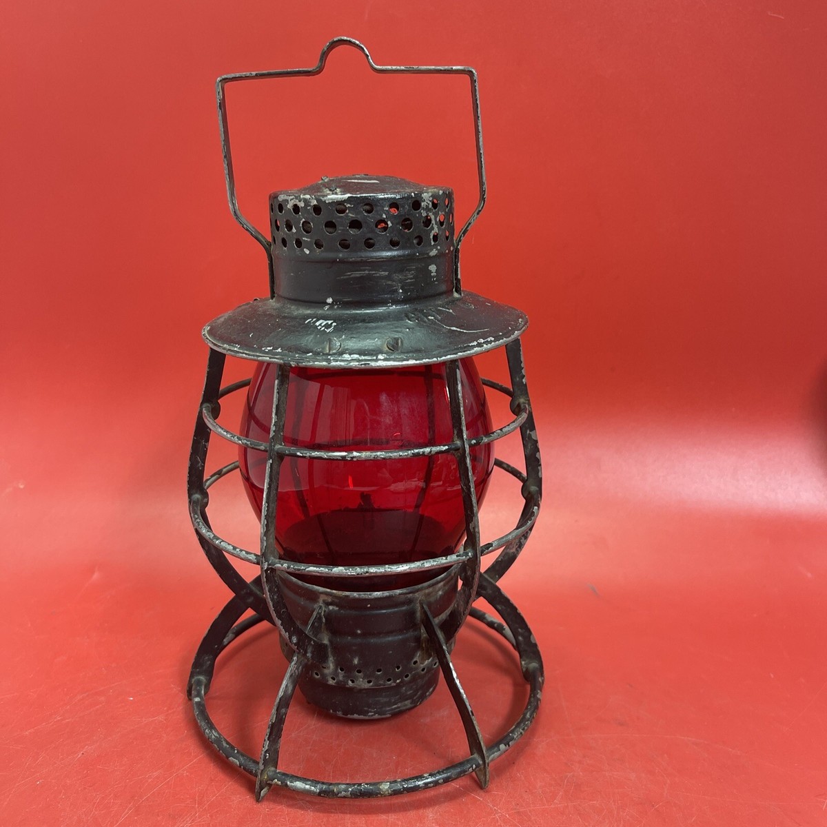 Dietz No. 39 New York Steel Clad Railroad Lantern w/ Red New Dietz No. 39 New York Steel Clad Railroad Lantern w/ Red New