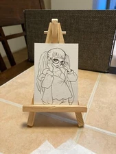 ACEO Original Mixed Media Painting Art Card ATC Pinup girl #647