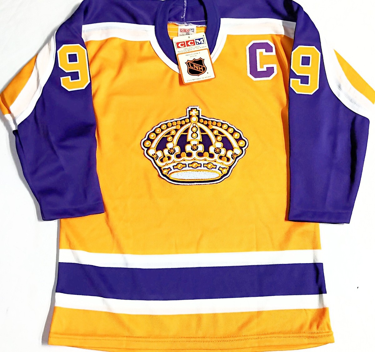 YOUTH-NWT-L/XL VINTAGE WAYNE GRETZKY LA KINGS GOLD 1983 CCM/MASKA