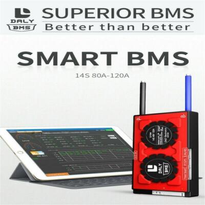 Daly 14S 48V 80A 100A 120A Li-ion Smart BMS Common Port w/ Balance Bluetooth 485