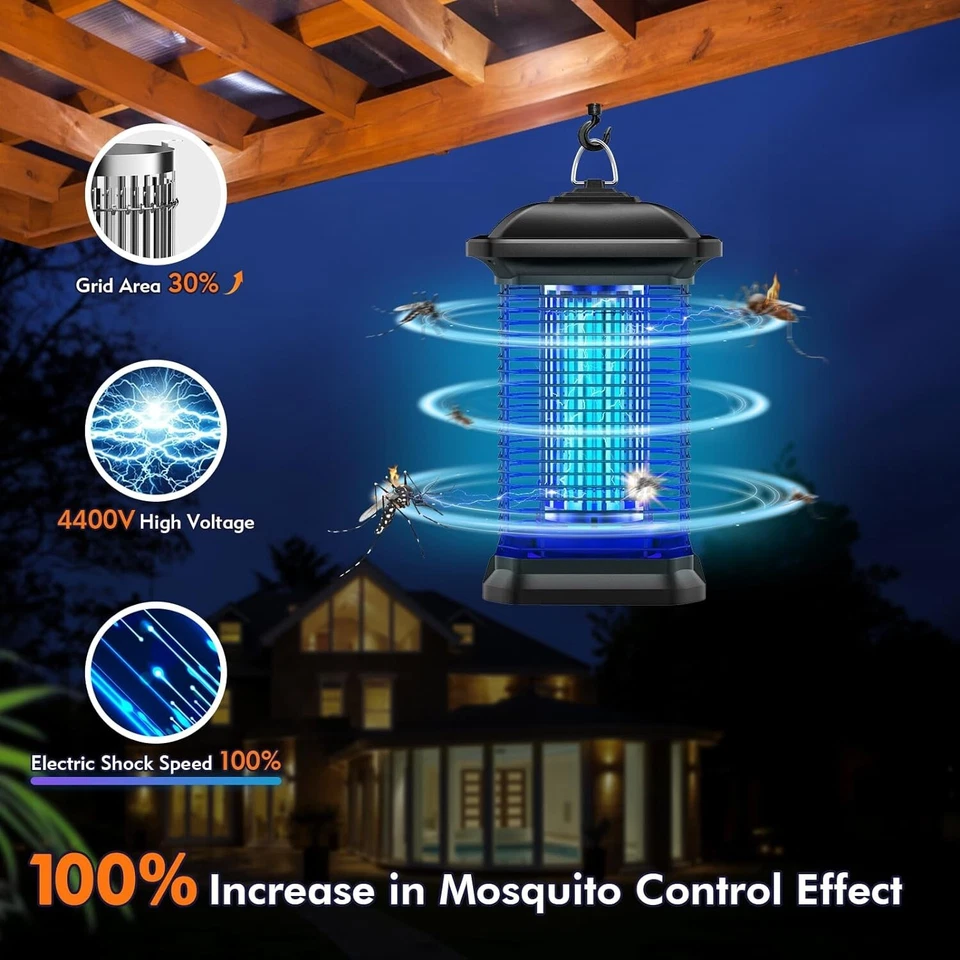 Bug Zapper Large Coverage 1/2 Acre, Smart Light Sensor, Weatherproof, Mosquito - Image 2 of 4