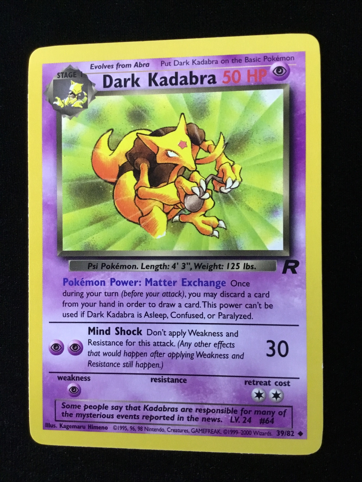 Pokémon TCG Dark Kadabra Team Rocket 39 Regular Uncommon NM NP