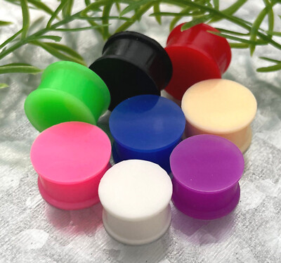 PAIR Solid Silicone Plugs Earlets Gauges 8g 6g 4g 2g 0g 00g + large sizes to 2''