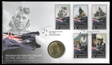 NEW ZEALAND 2008 SIR EDMUND HILLARY NUMISMATIC COIN COVER (VF)