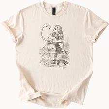 Alice Flamingo Croquet Shirt Wonderland Graphic Tee