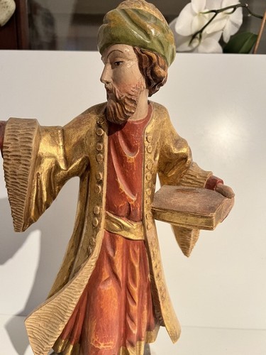 Holzfigur Heiliger Gelehrter Goldbemalung 47 cm - Bild 2 von 10