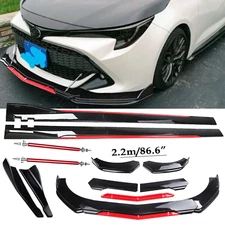 Front Bumper Lip Splitter Spoiler Side Skirt Bod Kit For Toyota Corolla Glossy