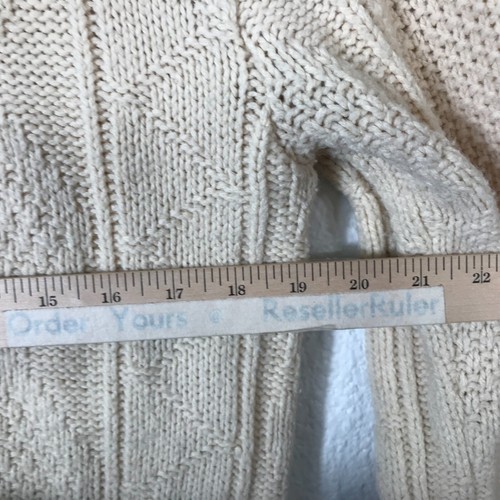 Lahmar Cardigan Sweater Men's Size M Ivory Button Up Vintage 70s Grandpa *Flaws - Picture 3 of 17
