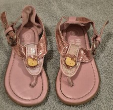 Sanrio Hello Kitty Pink Glitter Charm Thong Little Girls Sandals Size 6