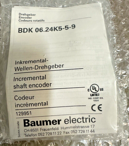 BAUMER ELECTRIC BDK 06.24K5-5-9 ENCODER NSNP - Picture 3 of 3