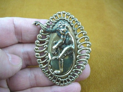 (b-monkey-7) Spider monkey little monkeys trip to zoo oval brass pin pendant