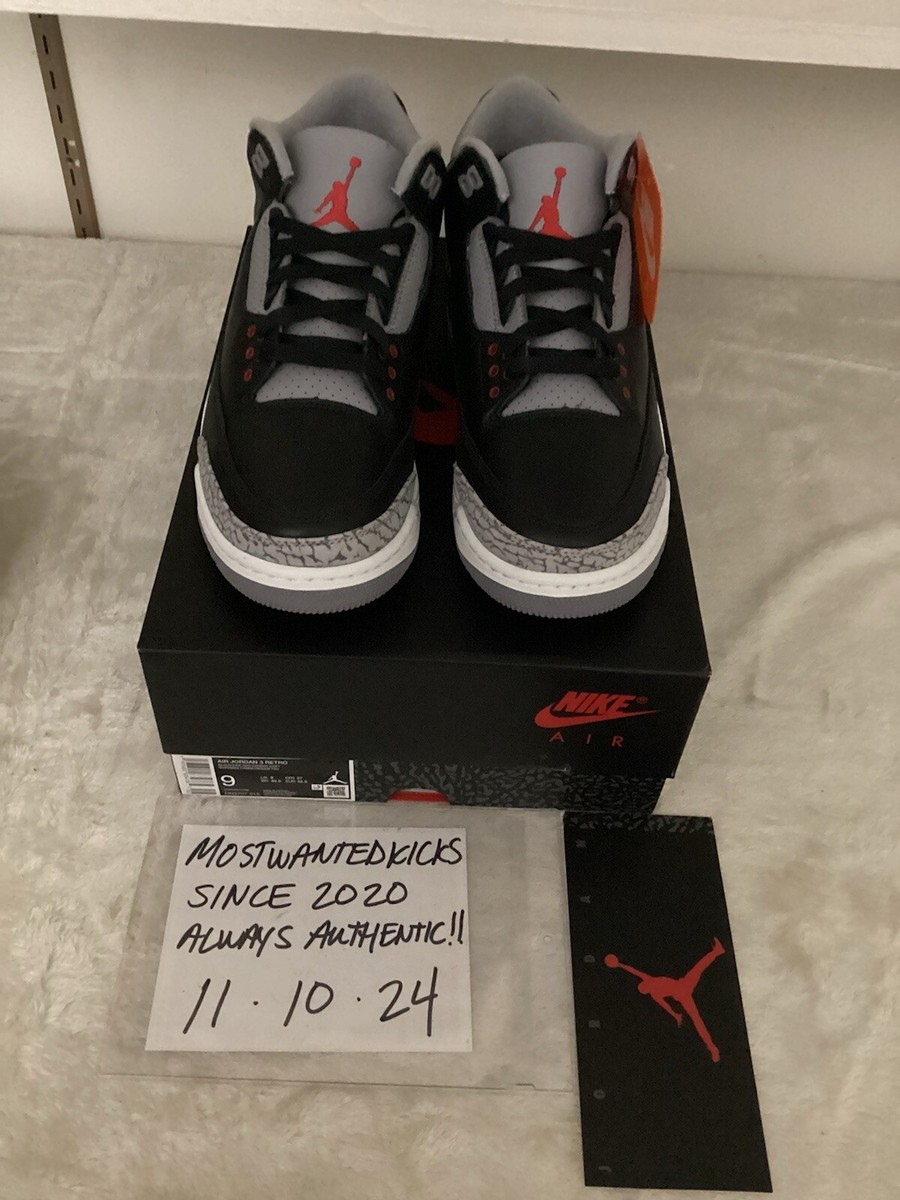 DS 2024 Nike Air Jordan Retro 3 OG 2024 Black Cement Men display picture 1