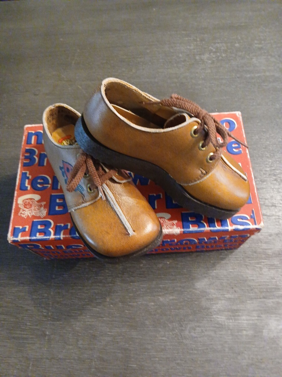 Vintage Buster Brown Brown Kids Shoes Leather Lace Up LOVEBUG