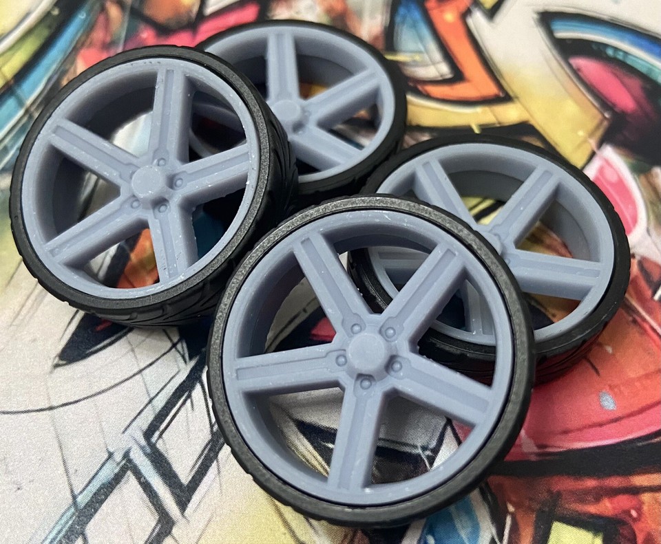 1/24 Scale Resin Smoothie Wheels & Tires For Model Cars - Unassembled, Unpainted, Detroit Style