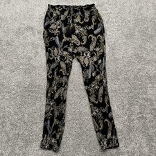 Paisley Boho Chic Pants Sz M Tassles Cuffed Festival Hippie Coachella High Rise