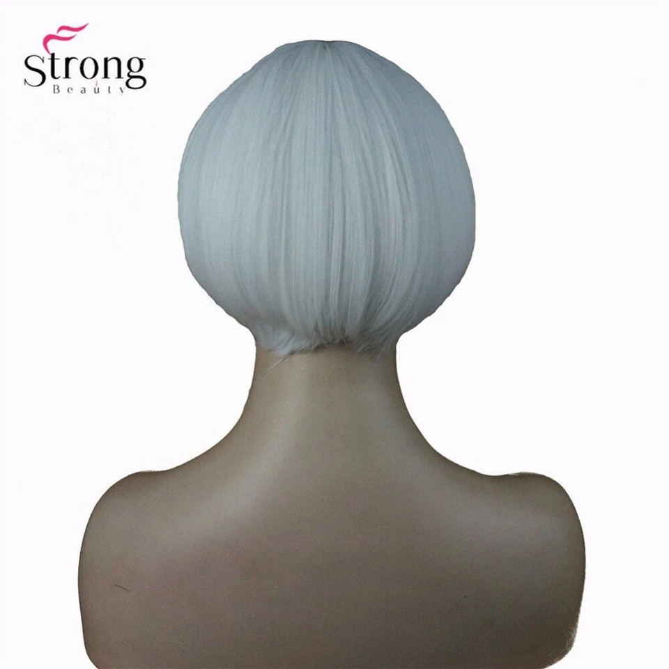 Парики из синтетического термостойкого волокна белый серый суперкороткий стиль Bob - Изображение 4 из 4