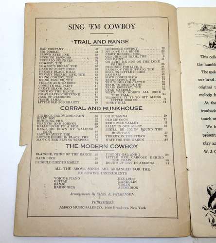 Vintage 1933 Sing 'Em Cowboy Sing Em Songs of the Trail & Range Sheet Music Book - Picture 3 of 7