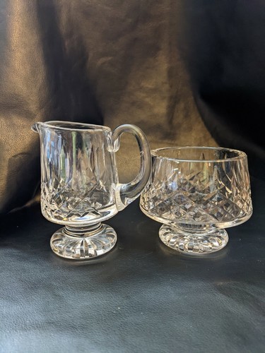 Waterford Lismore Crystal Creamer Open Sugar Bowl Set Footed Irish - Picture 4 of 7