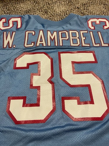 Vintage Houston Oilers Jersey Woody Campbell #35 52 Blue NFL Wilson RB - 第 5/8 張圖片