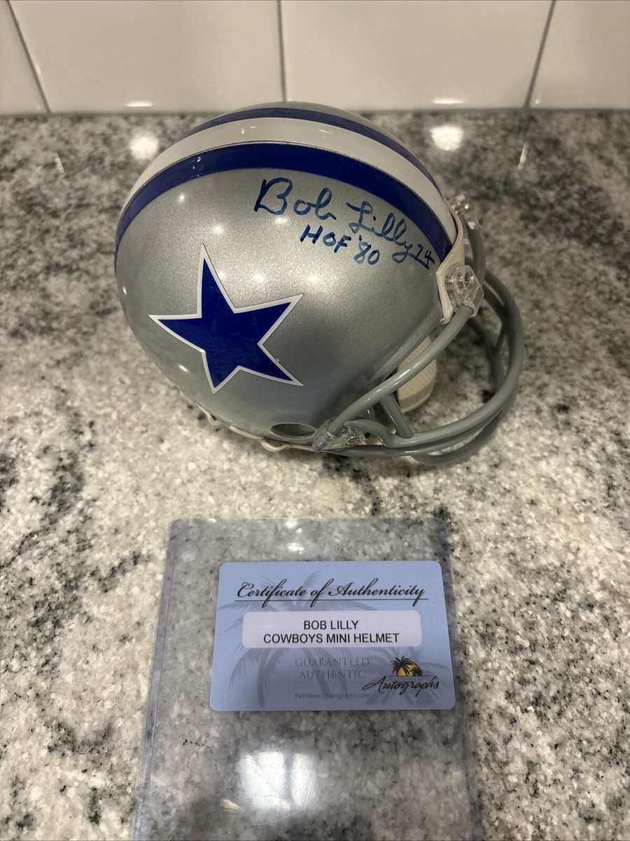 dallas cowboys football helmet signed by bob lilly BOB LILLY AUTOGRAPHED SIGNED DALLAS COWBOYS FOOTBALL MINI HELMET wCOA
