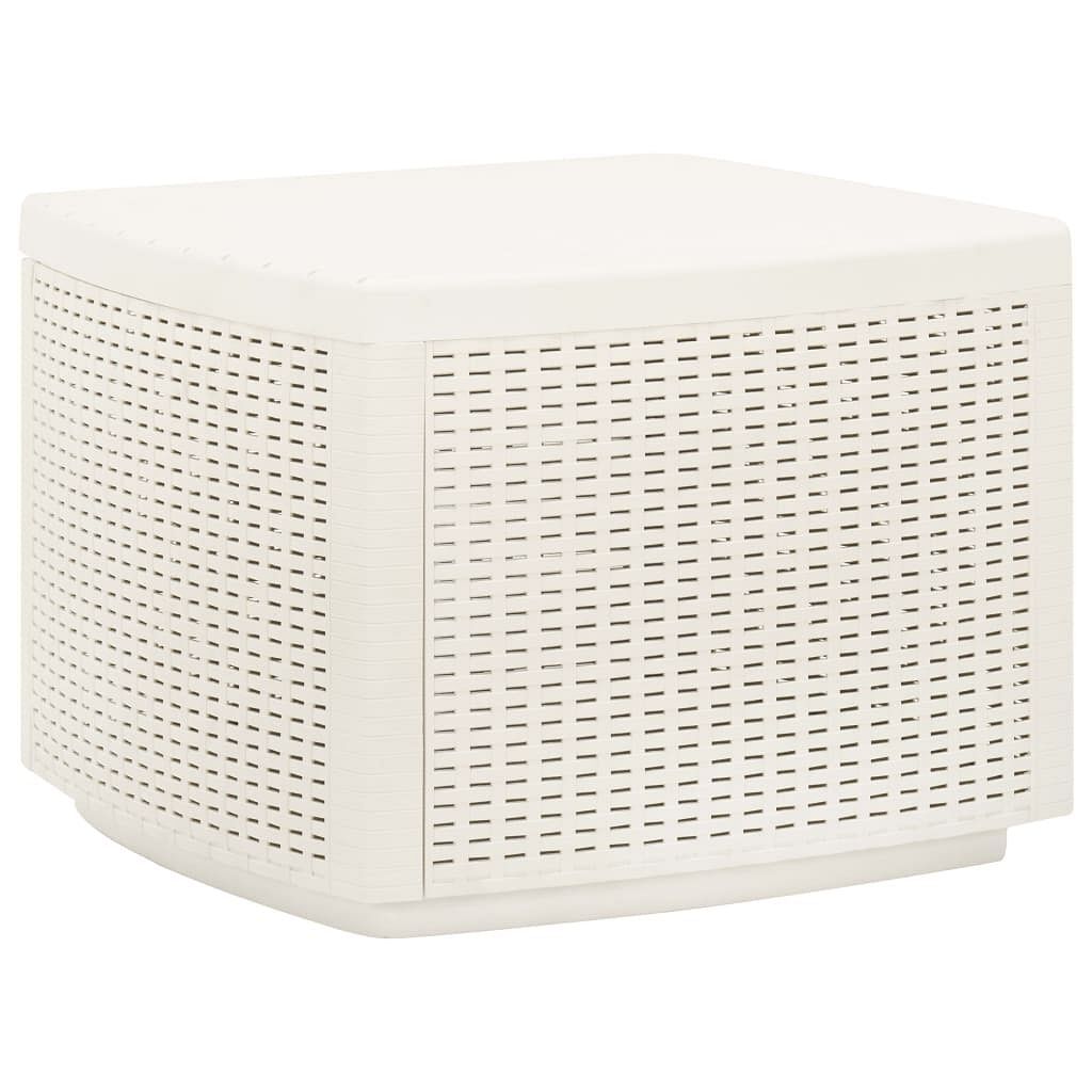 White Plastic Patio Table 20.9x20.9x15.7 Inches Outdoor Square Side Table