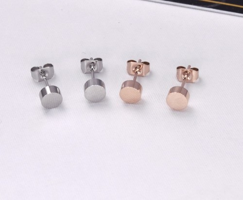 Pendientes redondos de tachuelas esmaltados oro rosa plata acero inoxidable 5 mm regalo PE49 - Imagen 8 de 15