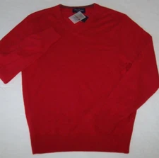 NWT Cremieux $200 Classic Solid Red 100% CASHMERE V-Neck Sweater Men's L NICE