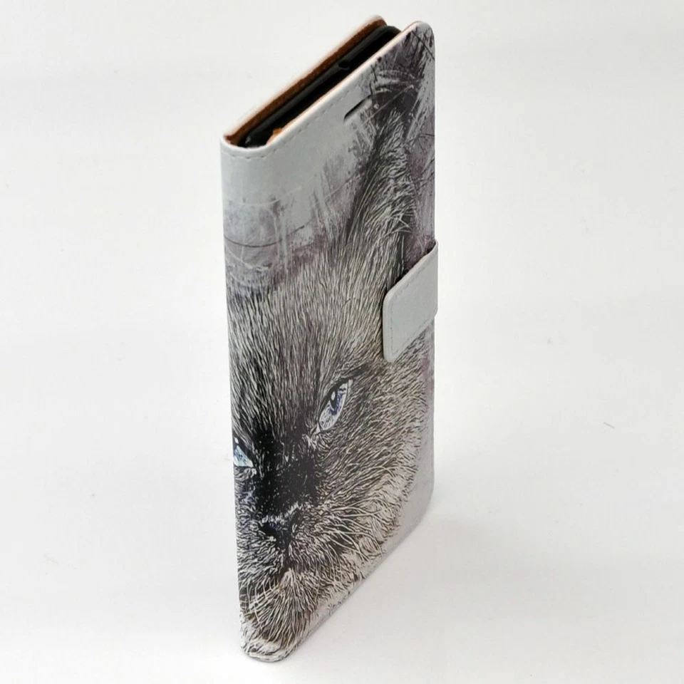 Cubierta billetera para teléfono móvil serie HTC - Ojos azules gato boceto retrato FC12 Foto 2 de 3