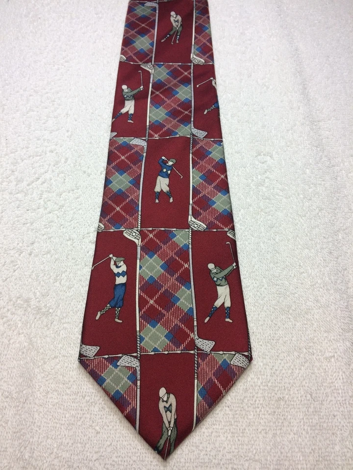 ANTHONY RICHARDS CORBATA PARA HOMBRE ROJA CON TEMA DE GOLF 4 X 57 NUEVA SIN ETIQUETAS Foto 2 de 4