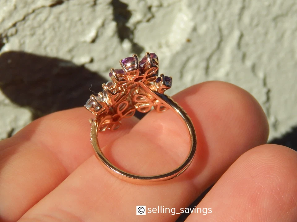 ANILLO CARA ANCHA 9/10 PULGADAS ORO ROSA EFFY MULTI PIEDRAS PRECIOSAS Y DIAMANTES FLORALES Foto 2 de 4