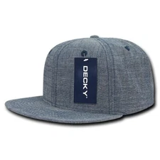 Washed Denim Snapback Hat - Blue, Cotton (Decky 1094-BLU, New with Tags)