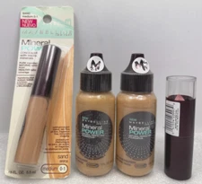 MAYBELLINE MINERAL POWER (2) Foundation MEDIUM 2.5, Concealer SAND Med, Lipstick