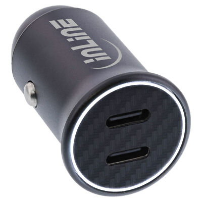 InLine  USB KFZ Stromadapter Power Delivery, 2x USB-C, schwarz