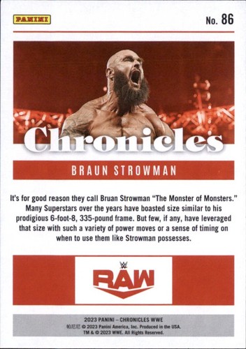 WWE #86 Braun Strowman 2023 Panini Chronicles WWE - Picture 2 of 2
