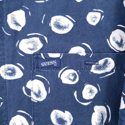 VINTAGE Guess Button Down Shirt Mens L Large Blue Georges Marciano Pattern - Picture 4 of 11