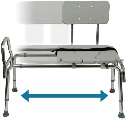 Over Tub Transfer Bench Bath Shower Chair Non Slip Adjustable Seat Height Adults