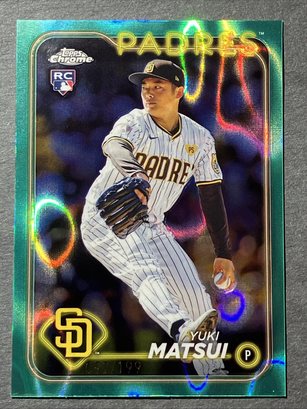 Yuki Matsui 2024 Topps Chrome #116 Aqua Lava /199 (RC) San Diego Padres