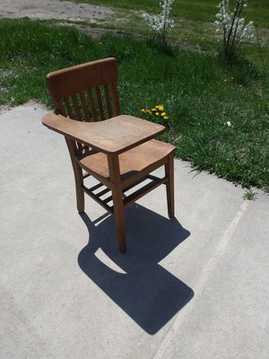 Antique Tiger Oak Wooden School Desk And Attached Chair Ebay