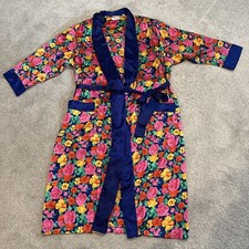 Vintage Victoria's Secret Womens Gold Label Robe Floral Silky Satin One Size P