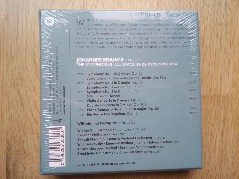 Brahms - Furtwängler - Symphonies, Concertos... - 6 CD Box - Neu / Eingeschweißt - Bild 3 von 3