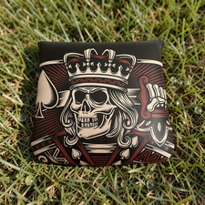 Skull King Golf Mallet Putter Cover Playing Card PU Leather Magnetic Headcover